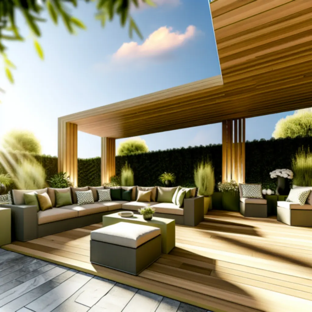 Stylowa aranżacja mebli ogrodowych na słonecznym tarasie