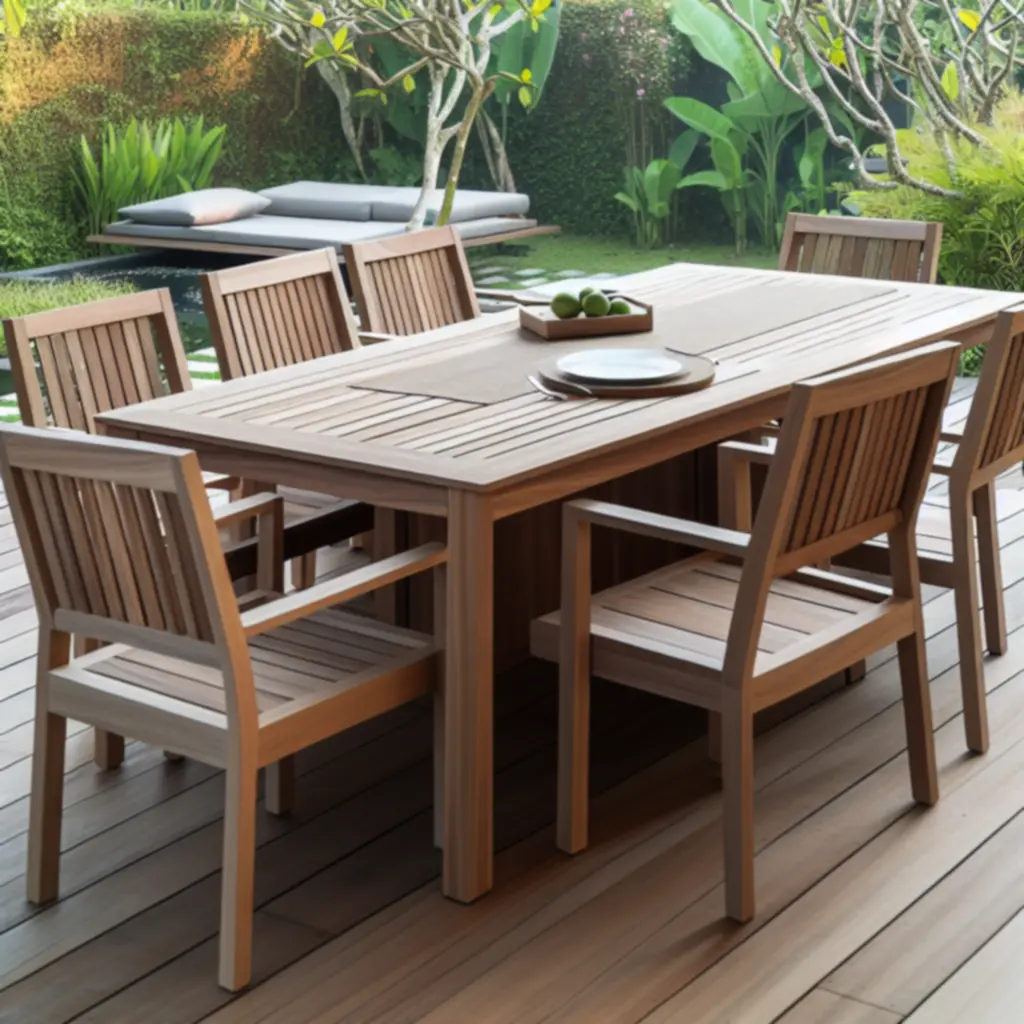 Drewniany zestaw jadalniany NordWood z 6 krzesłami