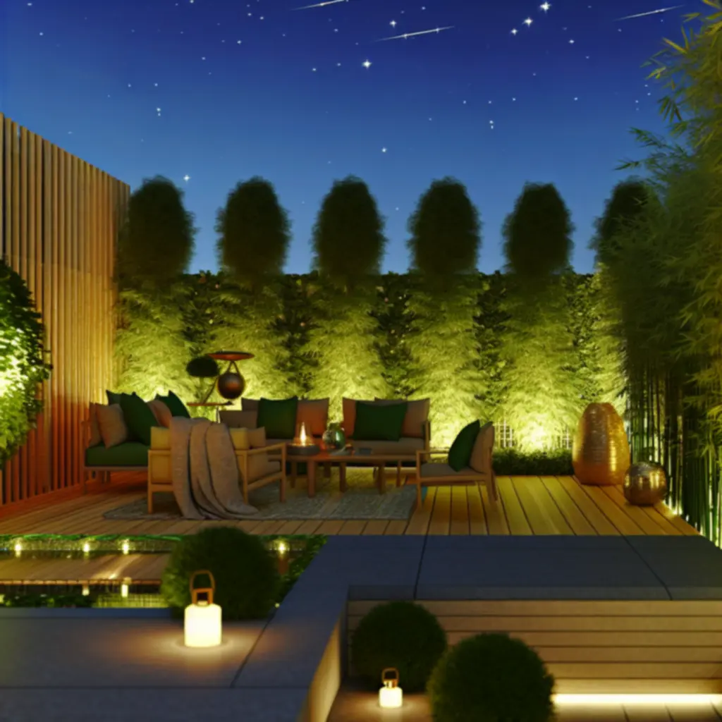 Przytulny taras z oświetleniem solarnym