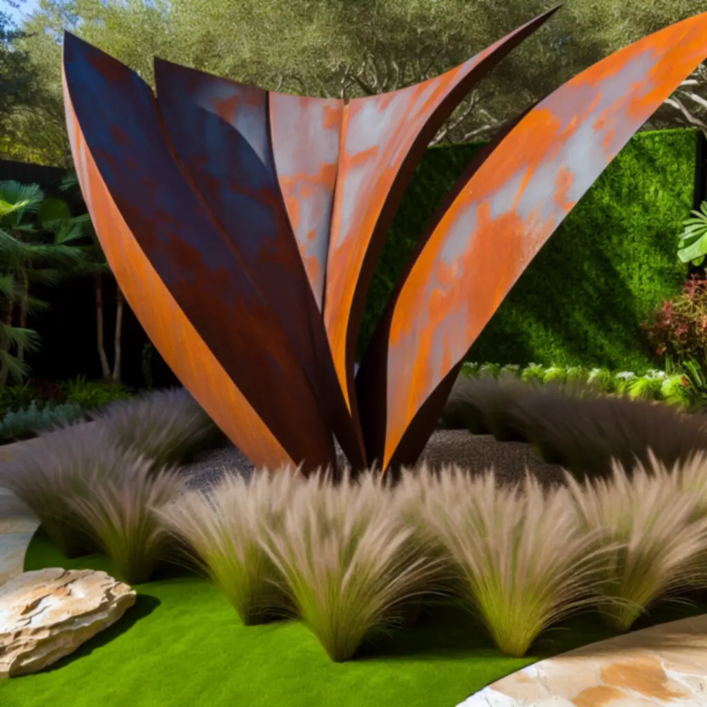 Rzeźba ogrodowa Liść w kolorze brązu