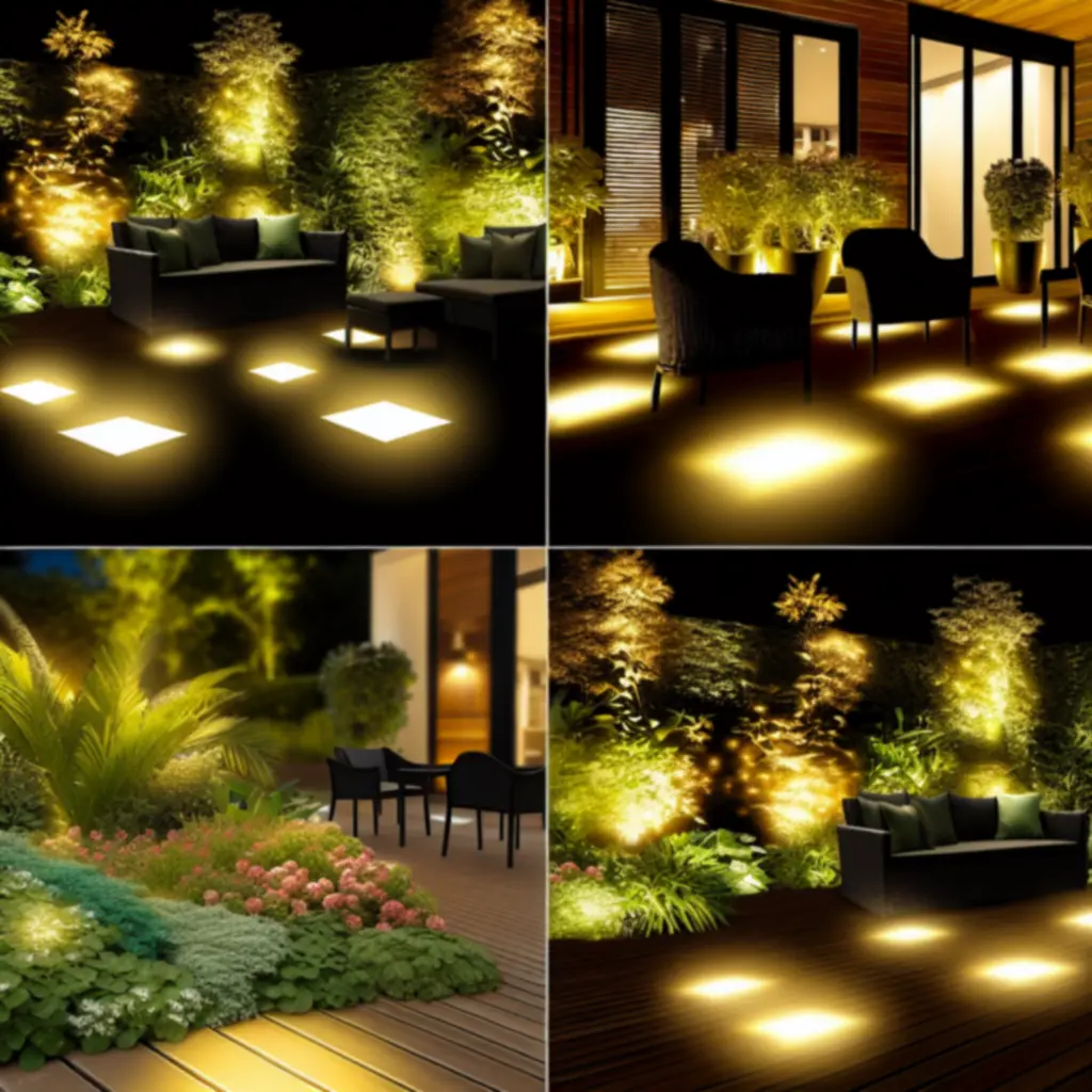 Nastrojowe oświetlenie ogrodowe rozświetlające taras w ciepły wieczór