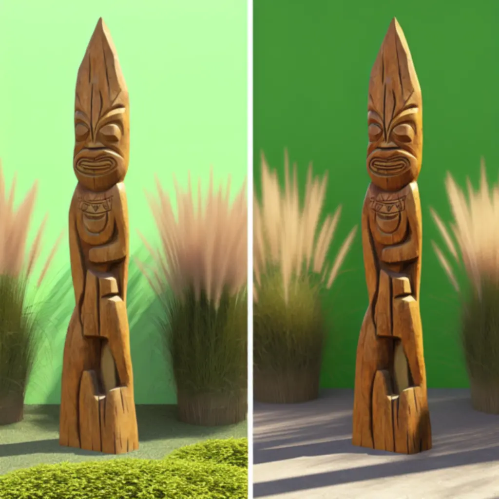 Drewniany totem 'Echo Lasu' z teaku