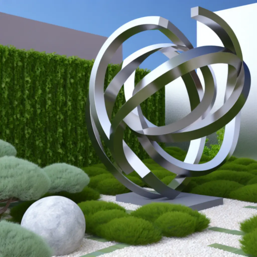 Nowoczesna rzeźba 'Orbita' z aluminium malowanego proszkowo