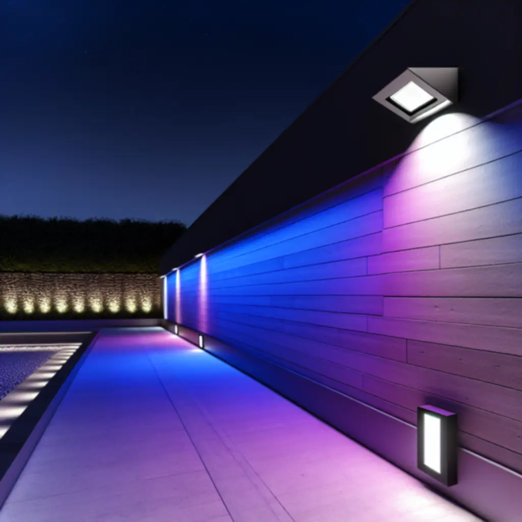 Naświetlacz zewnętrzny Smart RGB sterowany aplikacją, oświetlający ścianę